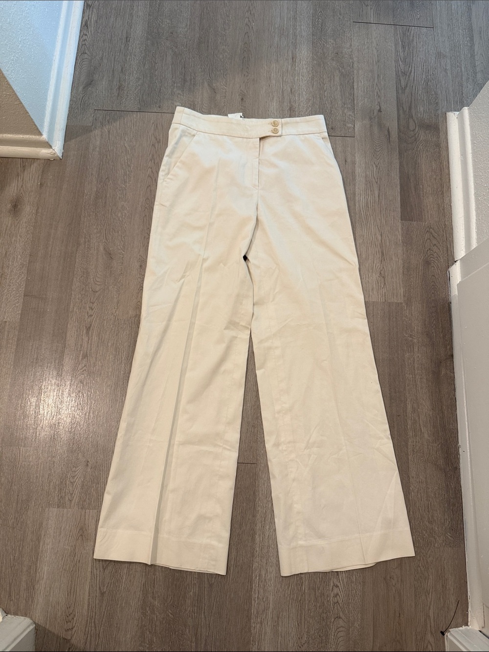 Etro Cream Wide-Leg Trousers with Front Crease